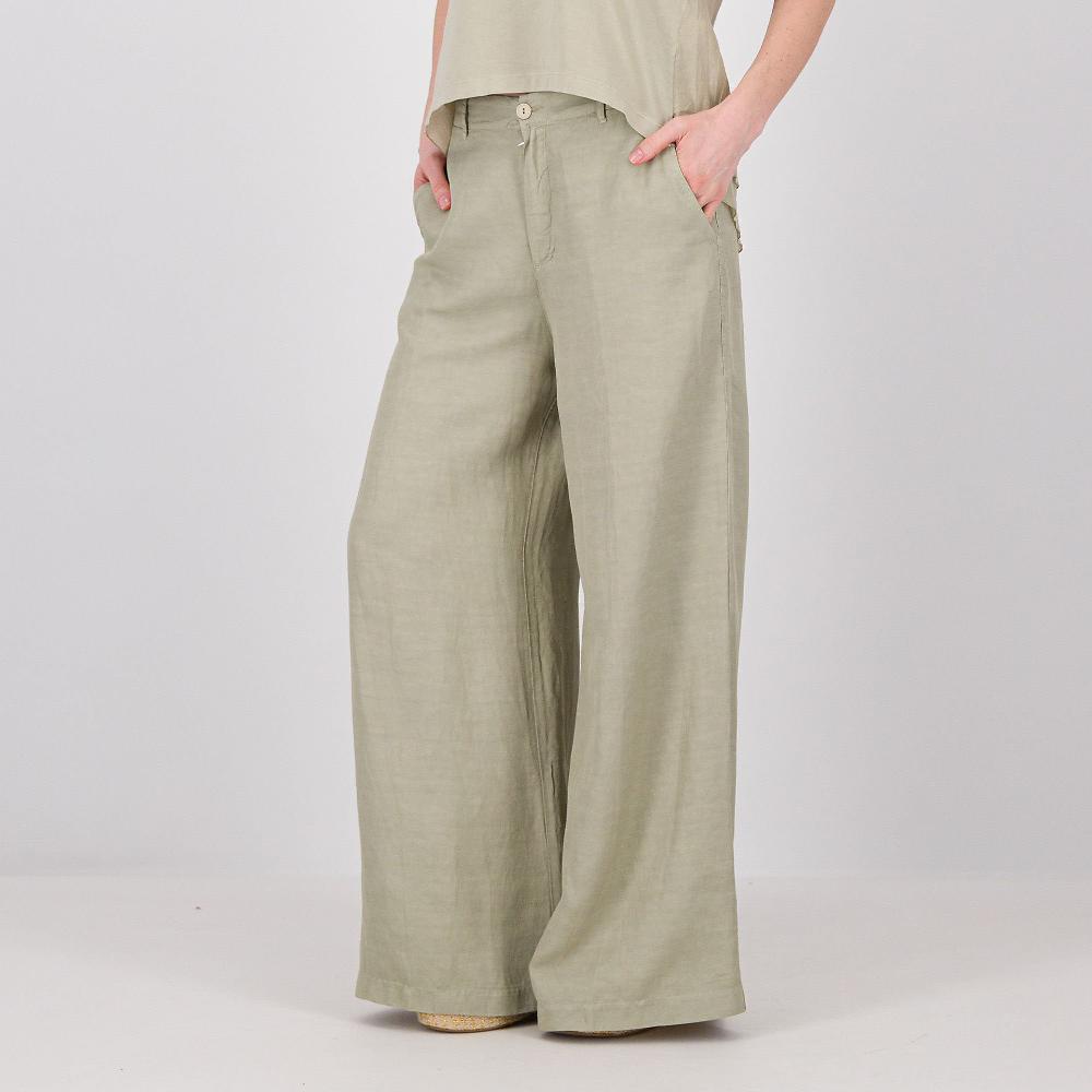 QVC Colour Lab Pantapalazzo in twill di viscosa e lino