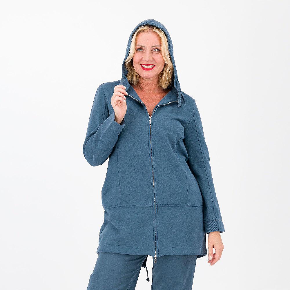 QVC Colour Lab Parka Con Cappuccio In Felpa Di Cotone Garzata