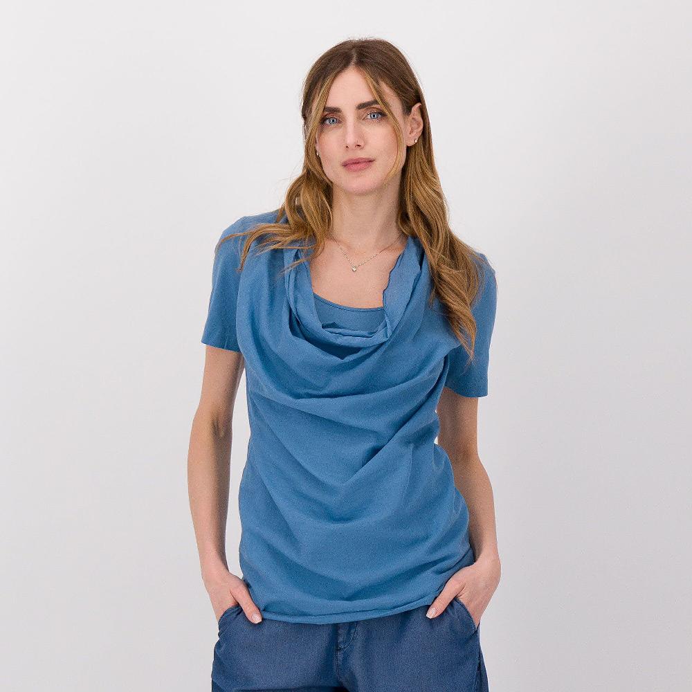 QVC Colour Lab T-shirt a maniche corte in jersey e mussola di cotone