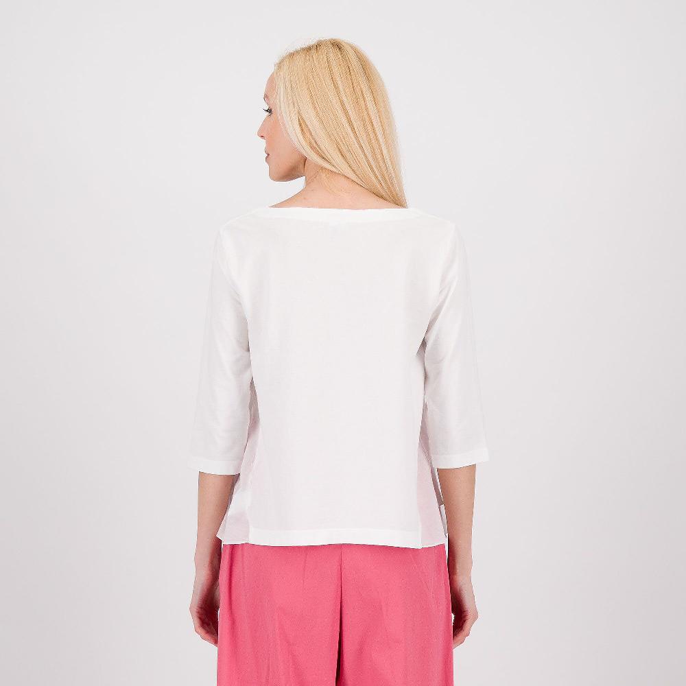 QVC Colour Lab T-shirt In Jersey Di Cotone Con Balze E Maniche 3/4