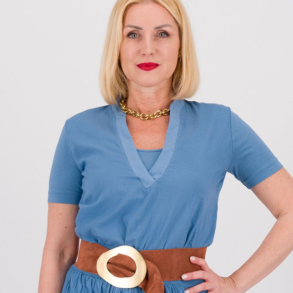 QVC Colour Lab T-shirt In Jersey Stretch E Mussola Di Cotone