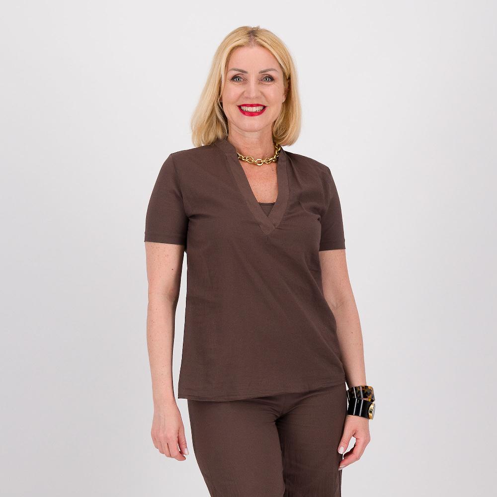 QVC Colour Lab T-shirt in jersey stretch e mussola di cotone