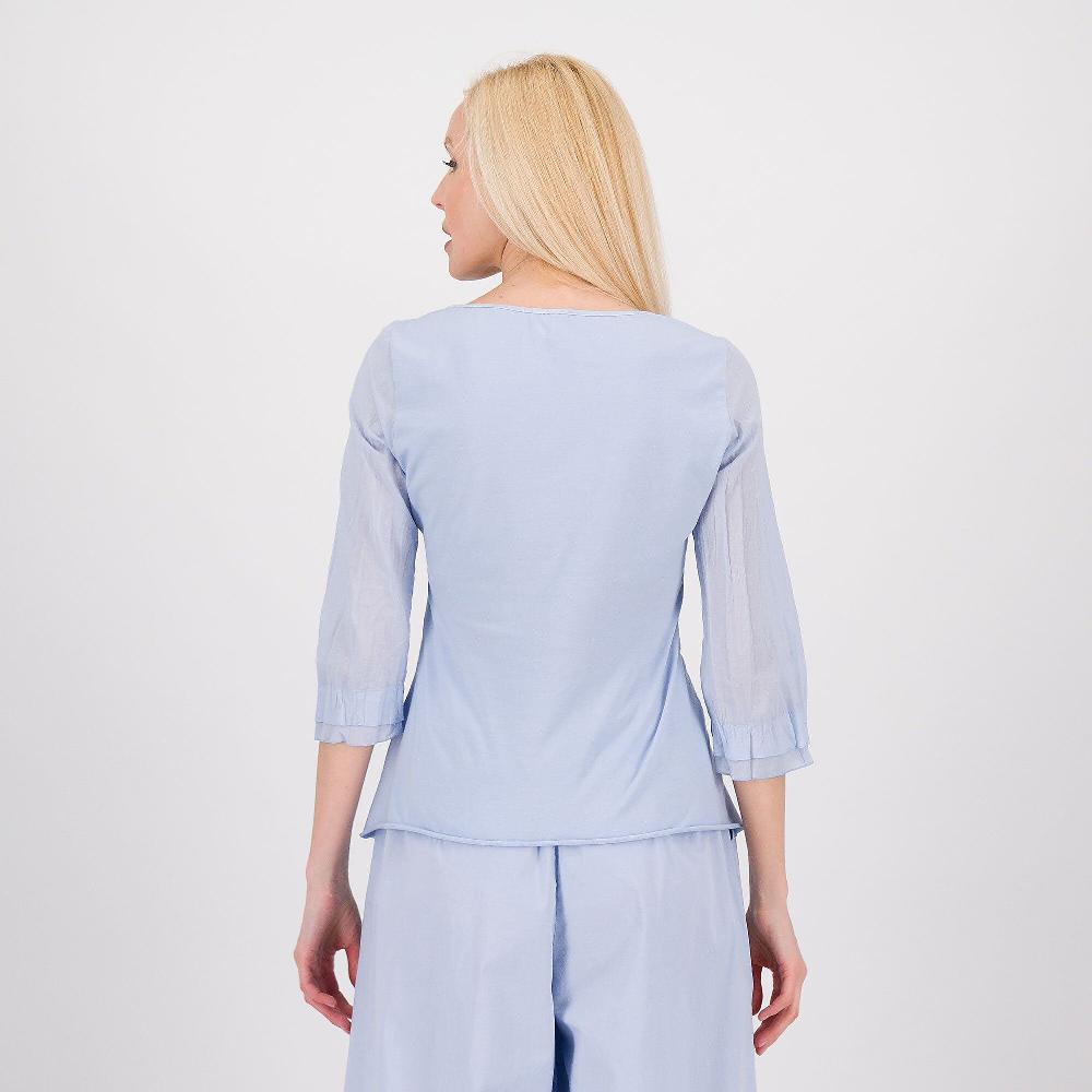 QVC Colour Lab T-shirt In Mussola E Jersey Con Maniche 3/4 E Scollo V