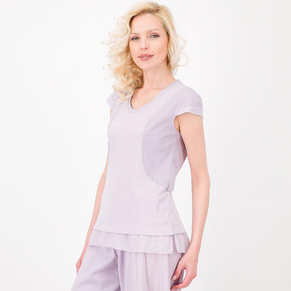 QVC Colour Lab T-shirt Scollo Tondo In Jersey E Mussola Motivo Di Tagli Made In Italy