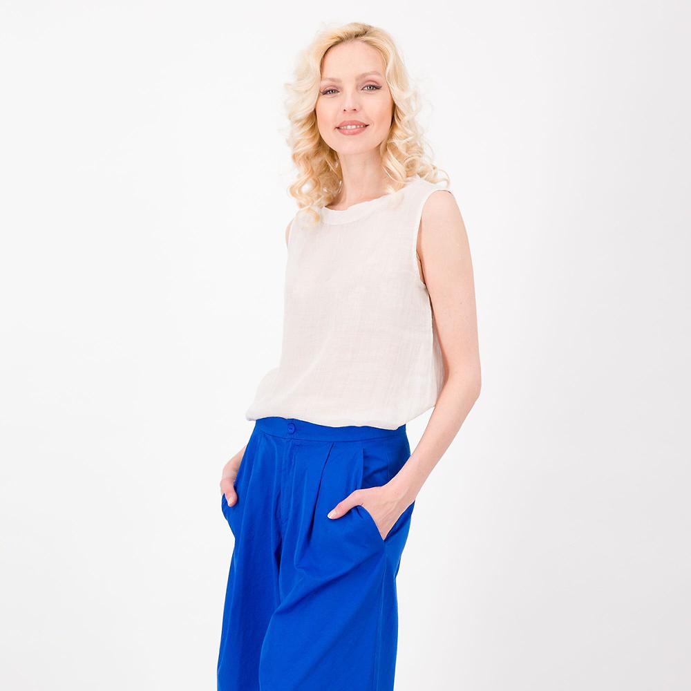 QVC Colour Lab Top smanicato in 100% ramié collo ad anello Made in Italy