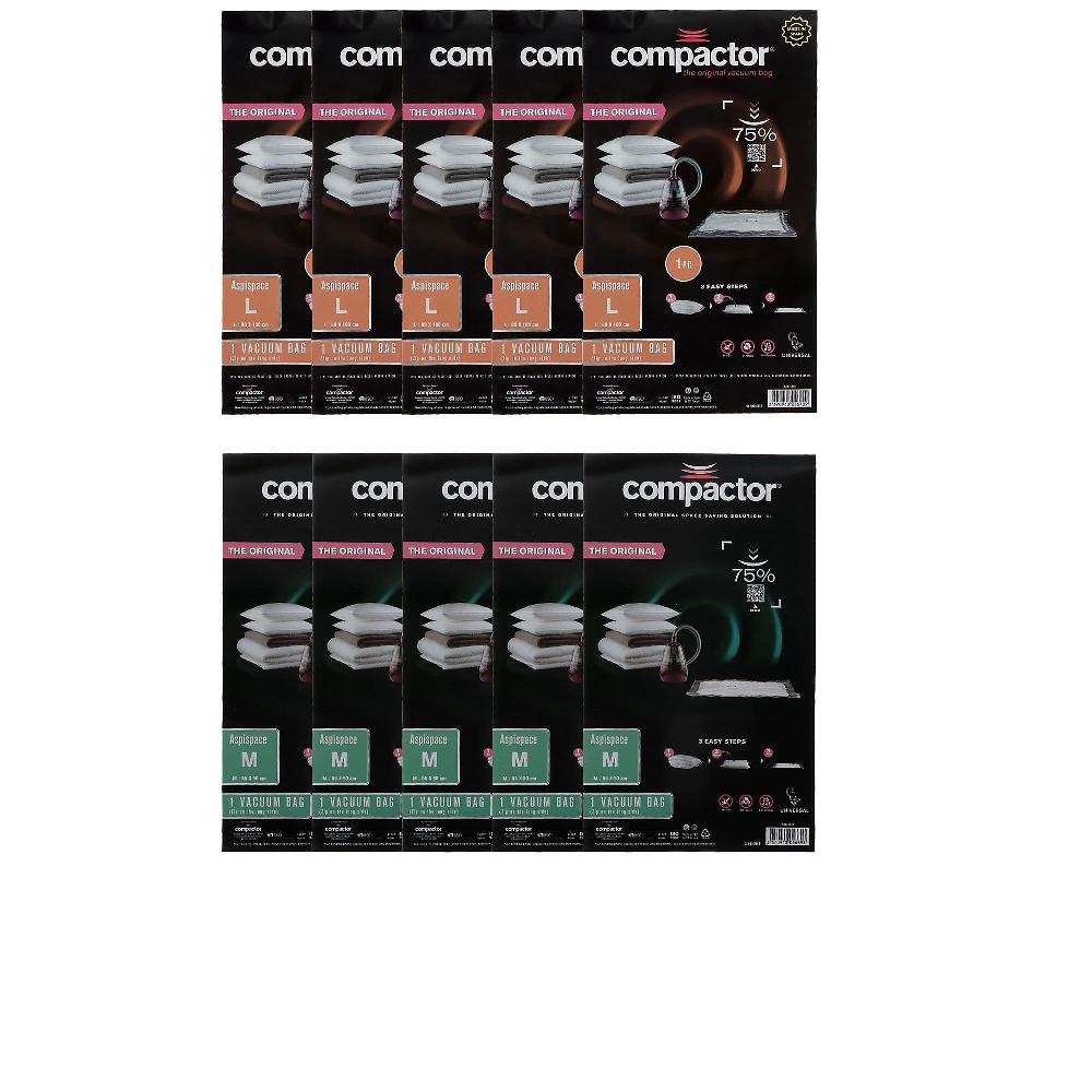 QVC Compactor Kit 10 sacchi salvaspazio con valvola sottovuoto 5 80x100 5 55x90cm