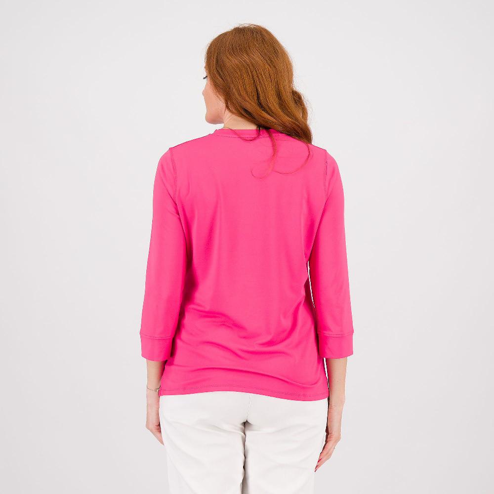 QVC Cuddl Duds Blusa Con Manica 3/4 E Protezione UVA 50+ Nel Filato