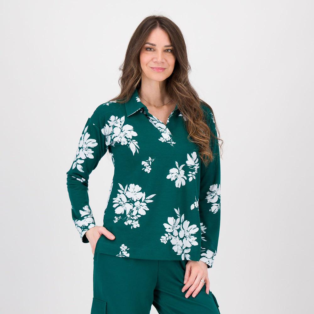 QVC Cuddl Duds Maglia a maniche lunghe con collo a polo
