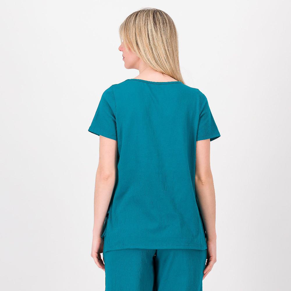 QVC Cuddl Duds Maglia Manica Corta Con Nodi Al Fondo