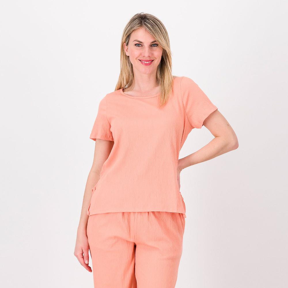 QVC Cuddl Duds Maglia manica corta con nodi al fondo