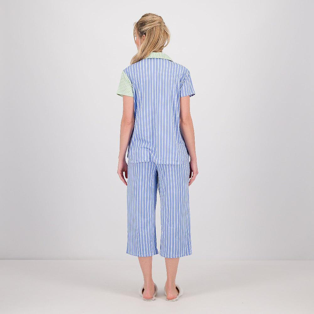 QVC Cuddl Duds Pigiama Con Camicia A Maniche Corte E Pantaloni Cropped