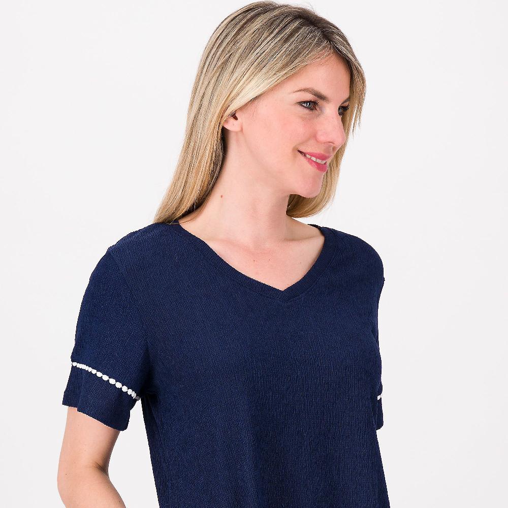 QVC Cuddl Duds T-shirt Con Dettaglio Passamaneria Maniche