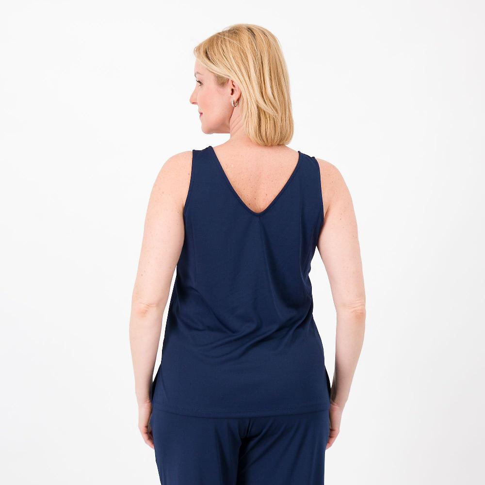 QVC Cuddl Duds Top Smanicato Scollo Tondo Davanti E A V Dietro