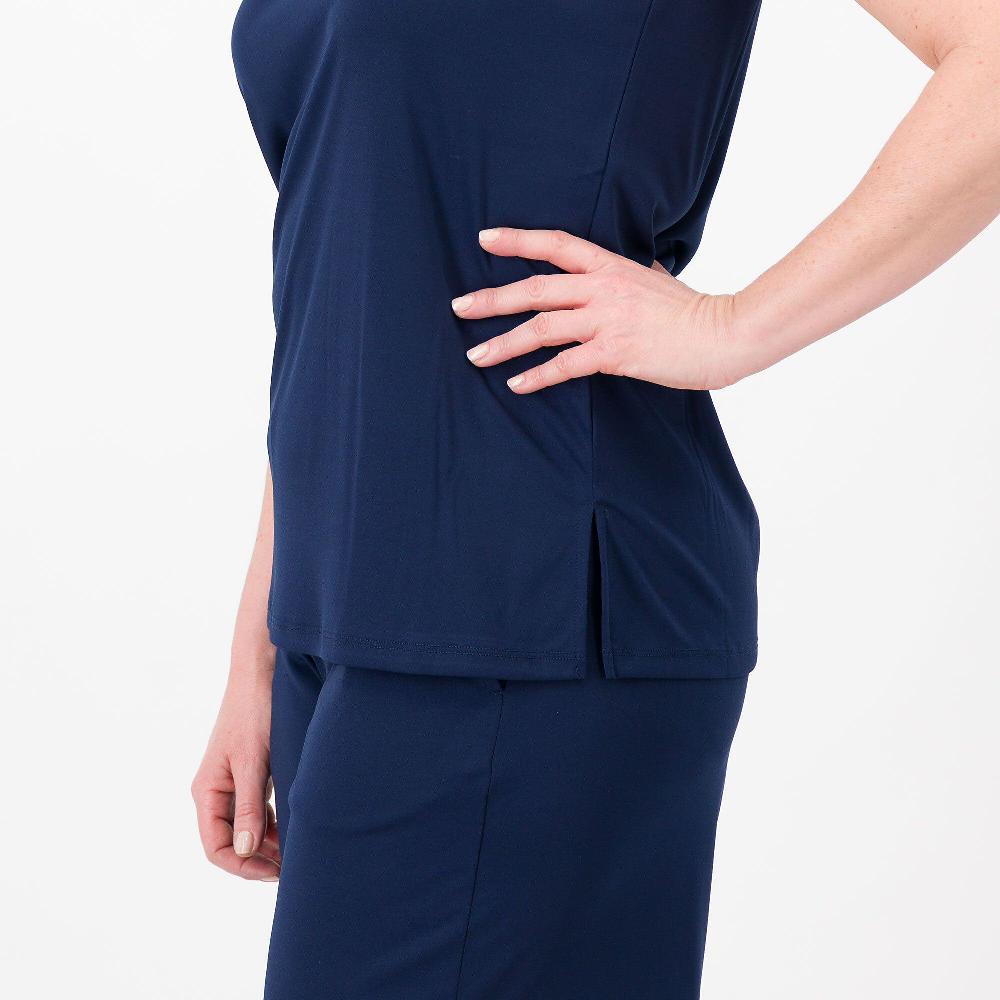 QVC Cuddl Duds Top Smanicato Scollo Tondo Davanti E A V Dietro