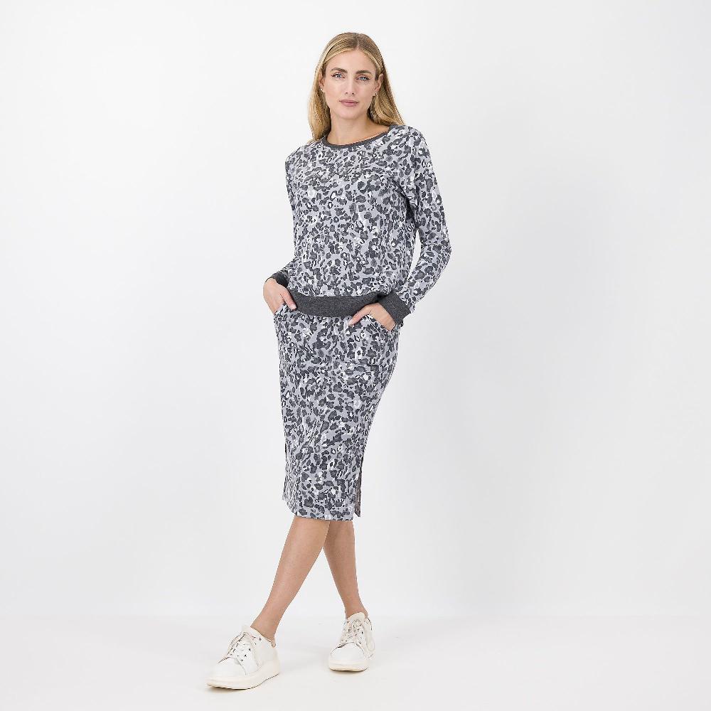 QVC Cuddle Duds Completo maglia girocollo e gonna longuette