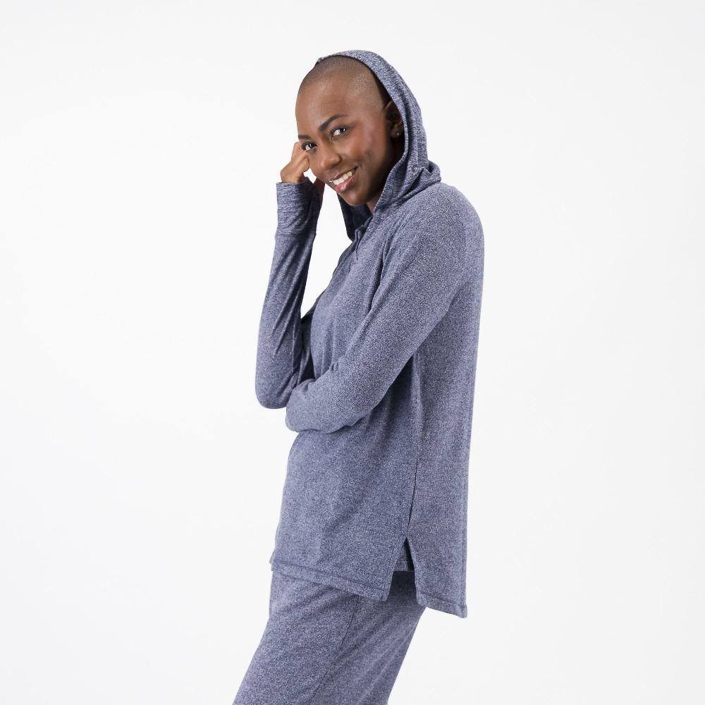 QVC Cuddle Duds Felpa Con Cappuccio In Maglia Melange