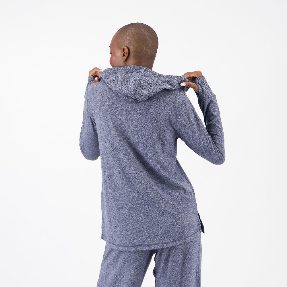 QVC Cuddle Duds Felpa Con Cappuccio In Maglia Melange