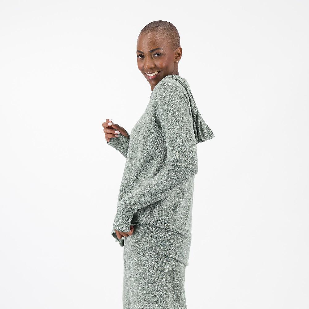 QVC Cuddle Duds Felpa con cappuccio in maglia melange