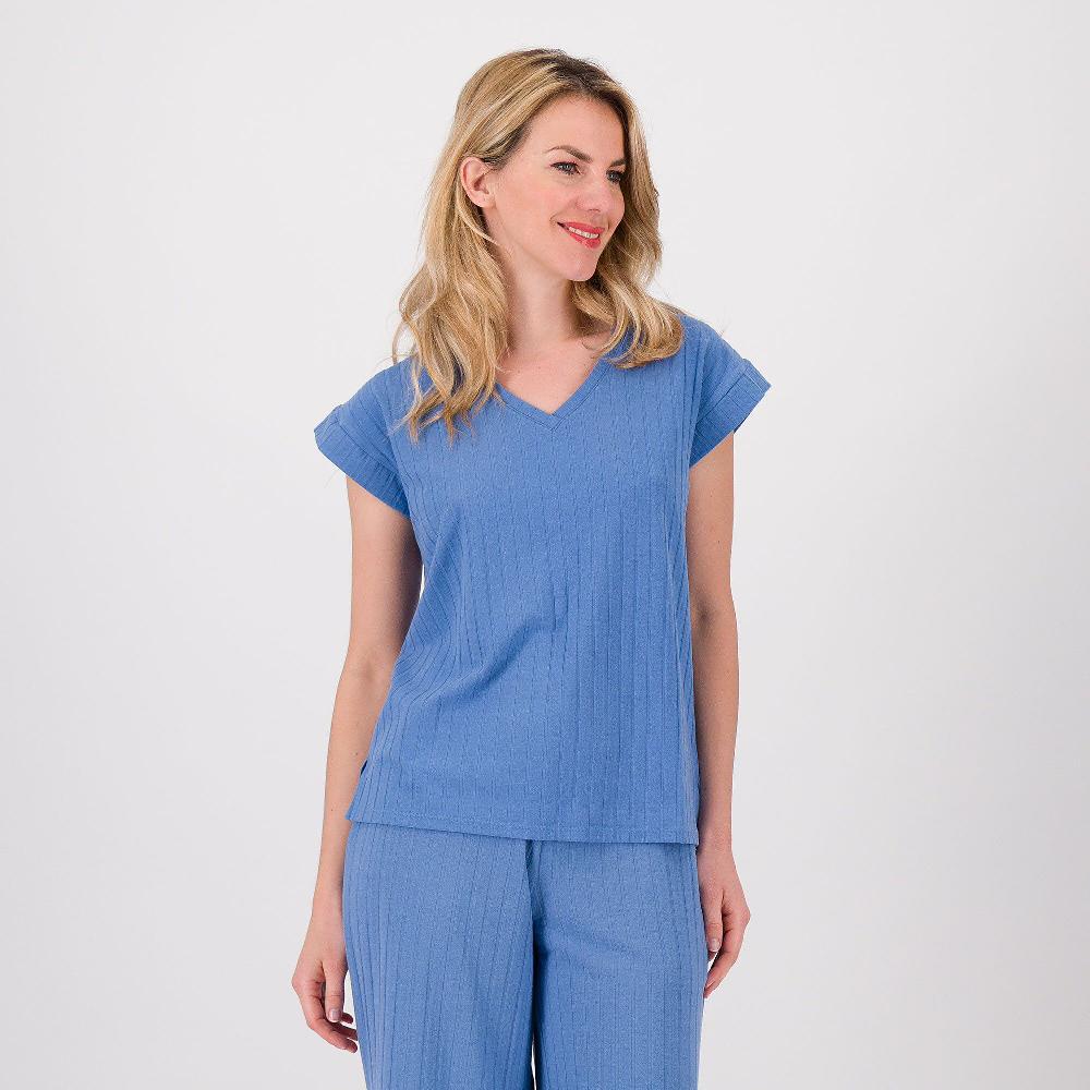 QVC Cuddle Duds T-shirt a coste con maniche ad aletta