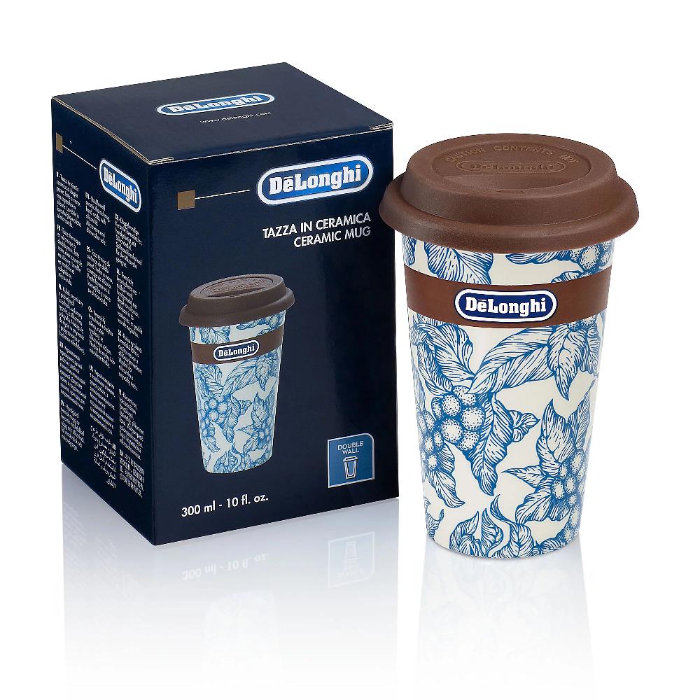 QVC De'Longhi Bicchiere termico con doppia parete in ceramica e tappo
