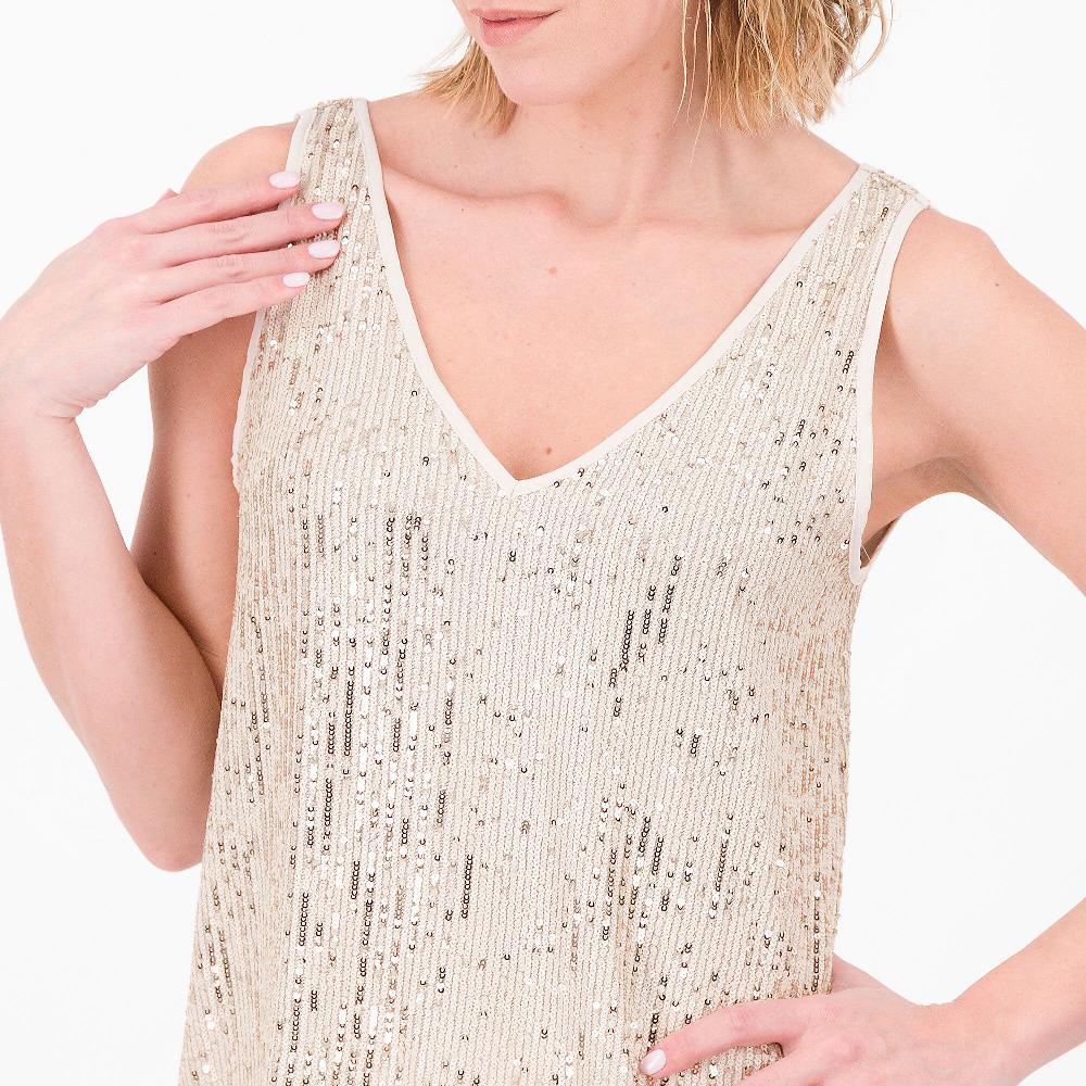 QVC DEMETRA CLOSETVenezia Canotta In Paillettes Con Scollo A V
