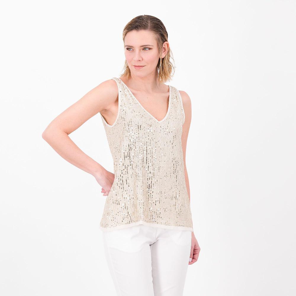 QVC DEMETRA CLOSETVenezia Canotta in paillettes con scollo a V