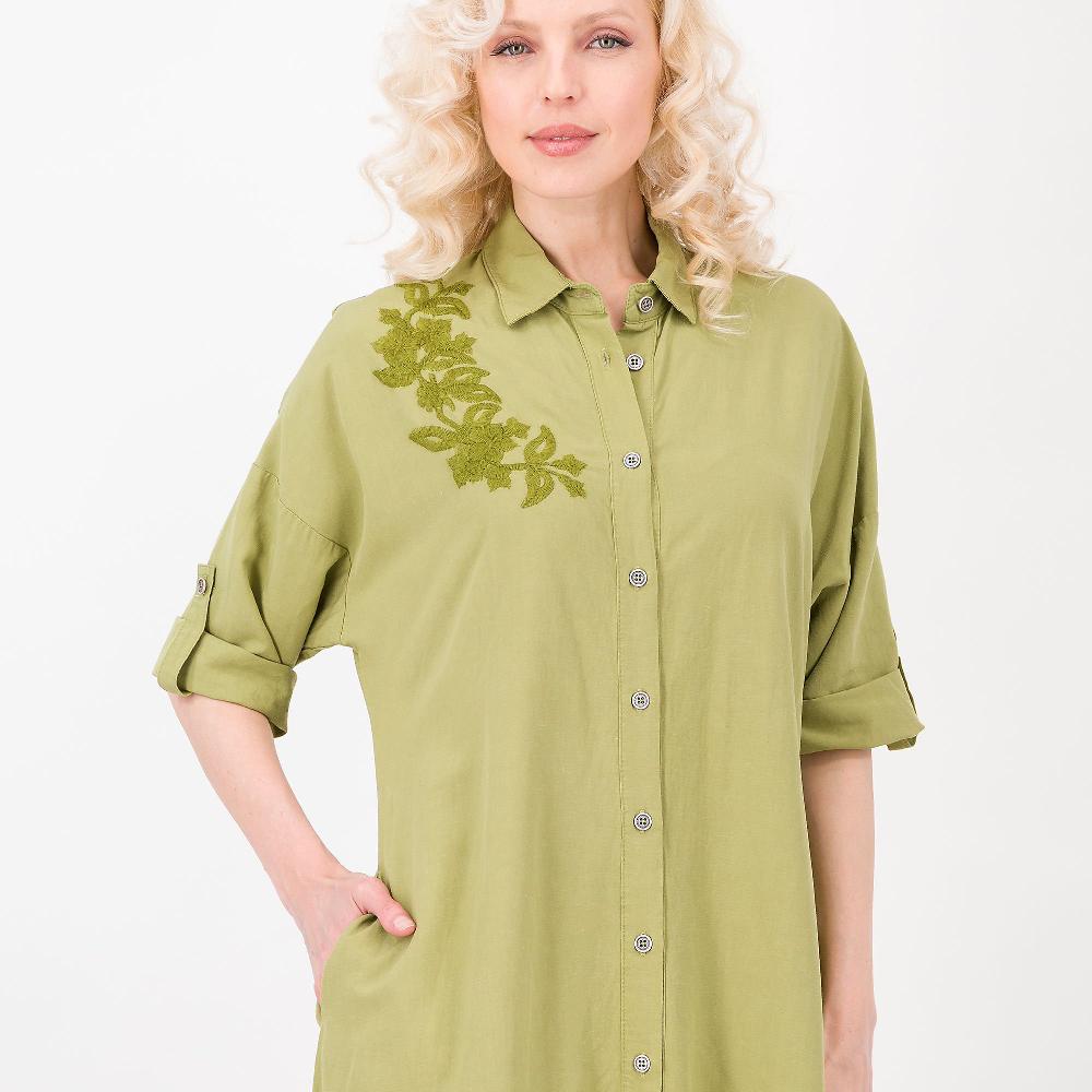 QVC DEMETRA CLOSETVenezia Chemisier Lungo In Lino Viscosa Con Ricamo