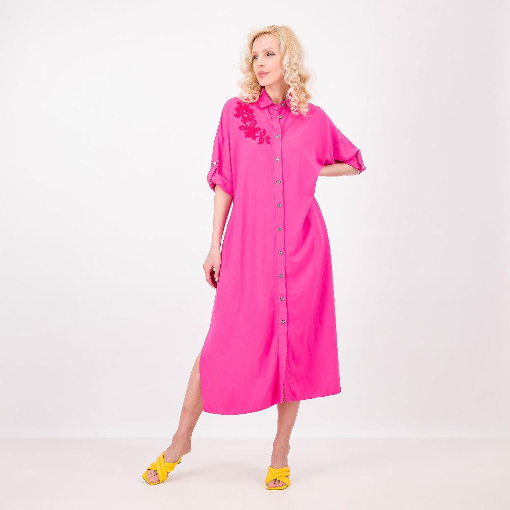 QVC DEMETRA CLOSETVenezia Chemisier lungo in lino viscosa con ricamo