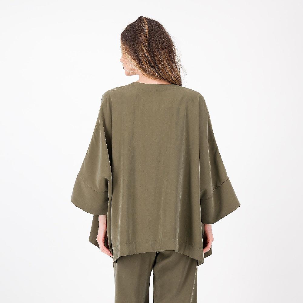 QVC DEMETRA CLOSETVenezia Kimono In Cupro Manica 3/4 Con Cintura Venezia