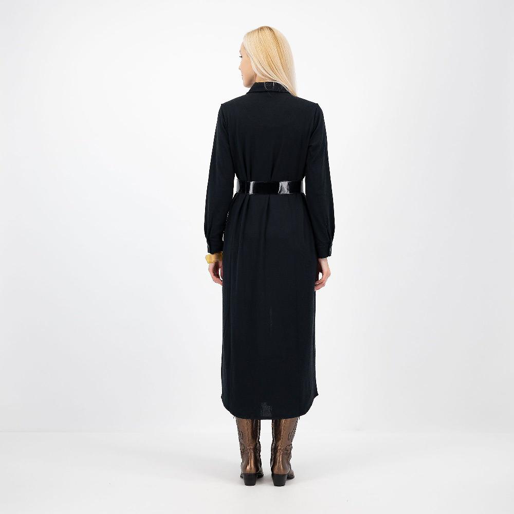 QVC Denim & Co Abito Chemisier Maxi Con Maniche Lunghe