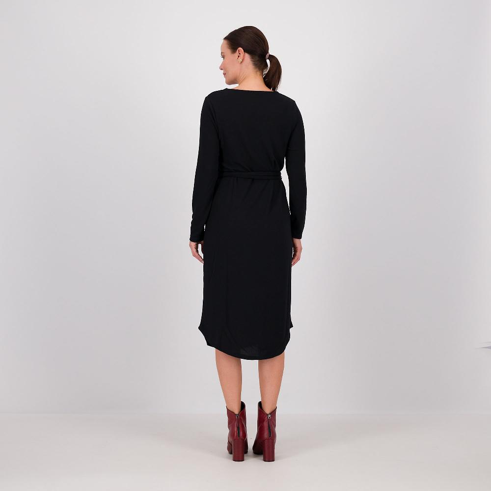 QVC Denim & Co Abito Midi In Jersey Stretch Con Scollo Tondo Drappeggiato