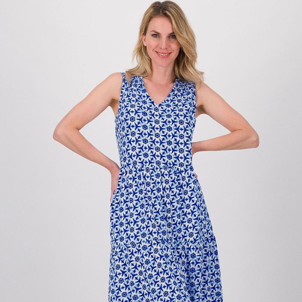 QVC Denim & Co Abito Smanicato In Jersey Di Cotone Viscosa E Lino