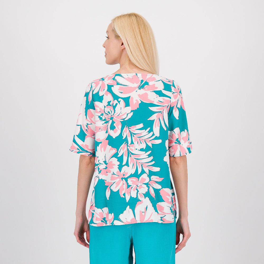QVC Denim & Co Blusa In Viscosa Fantasia E Scollo A Barchetta