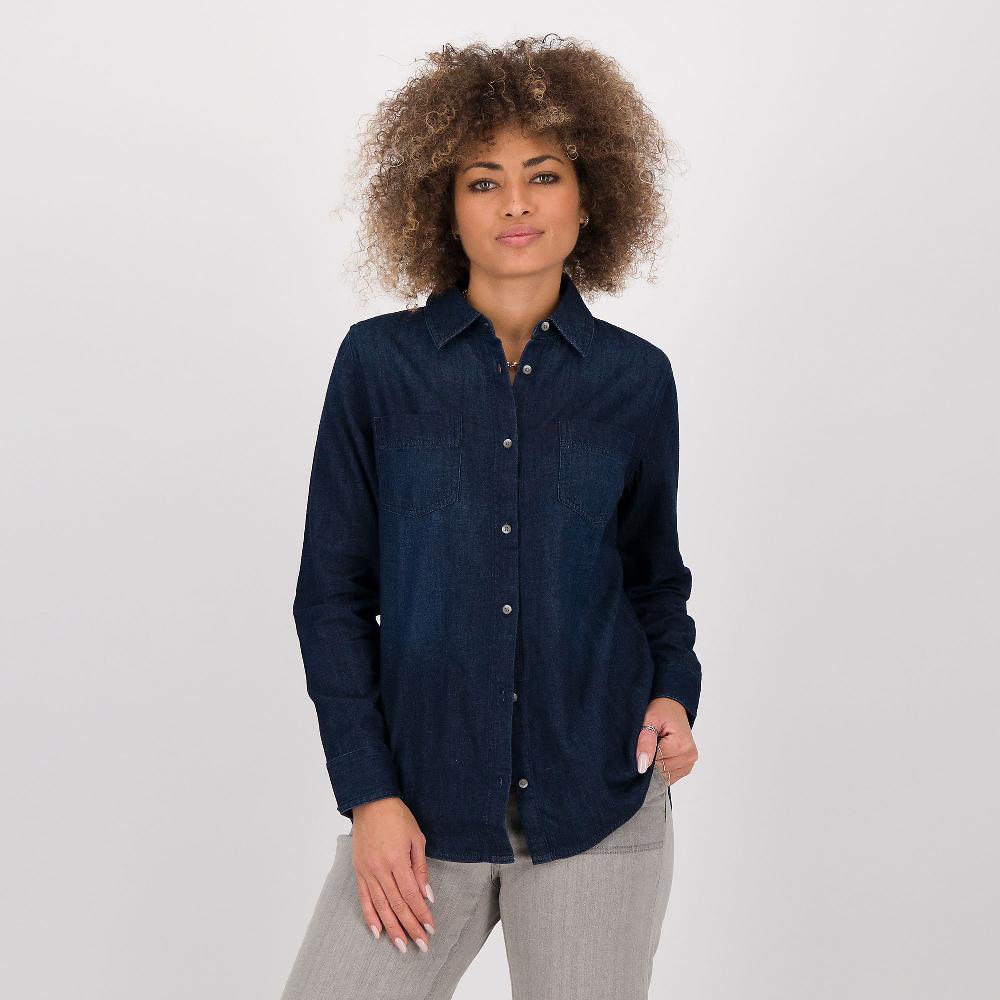 QVC Denim & Co Camicia di jeans a maniche lunghe con 2 taschini