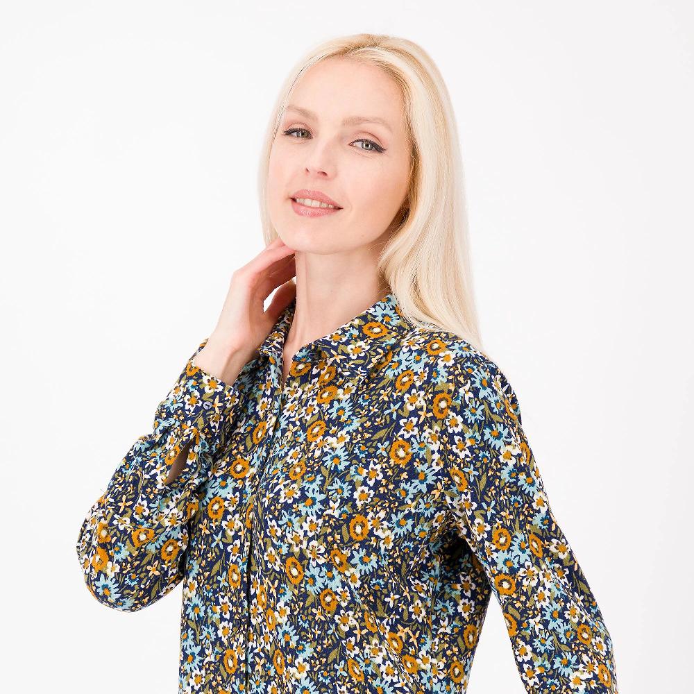 QVC Denim & Co Camicia Sciancrata In Jersey Fantasia A Manica Lunga