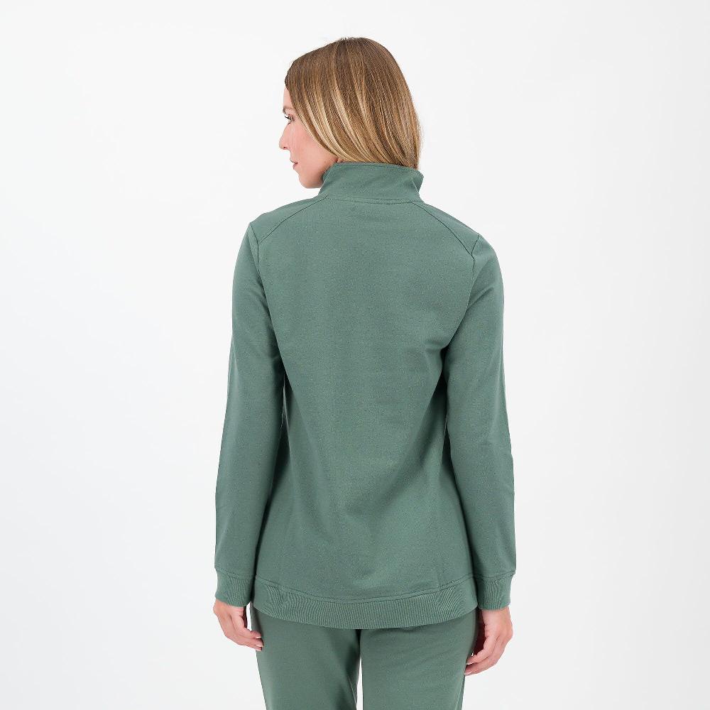 QVC Denim & Co Felpa A Collo Alto Con Mezza Zip E Tasca