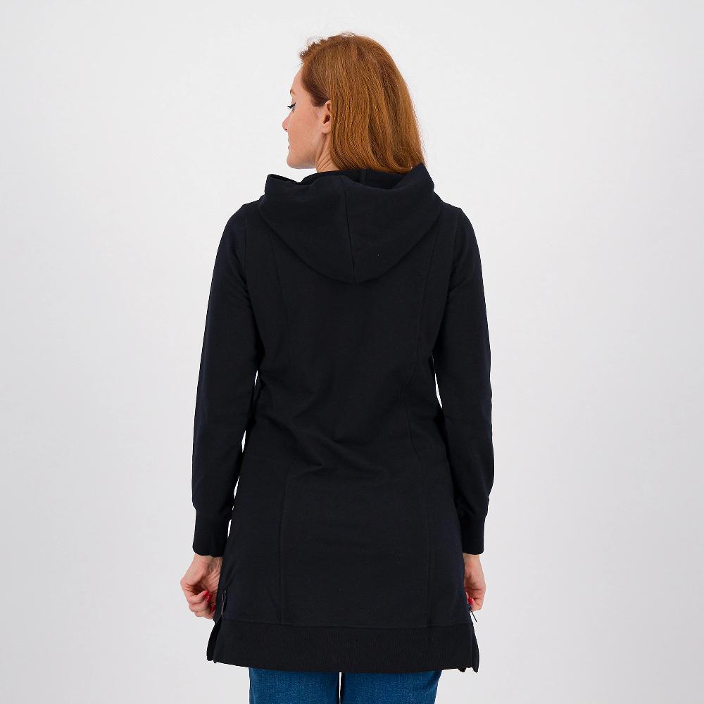 QVC Denim & Co Felpa Lunga In Cotone Con Cappuccio E Tasca Marsupio