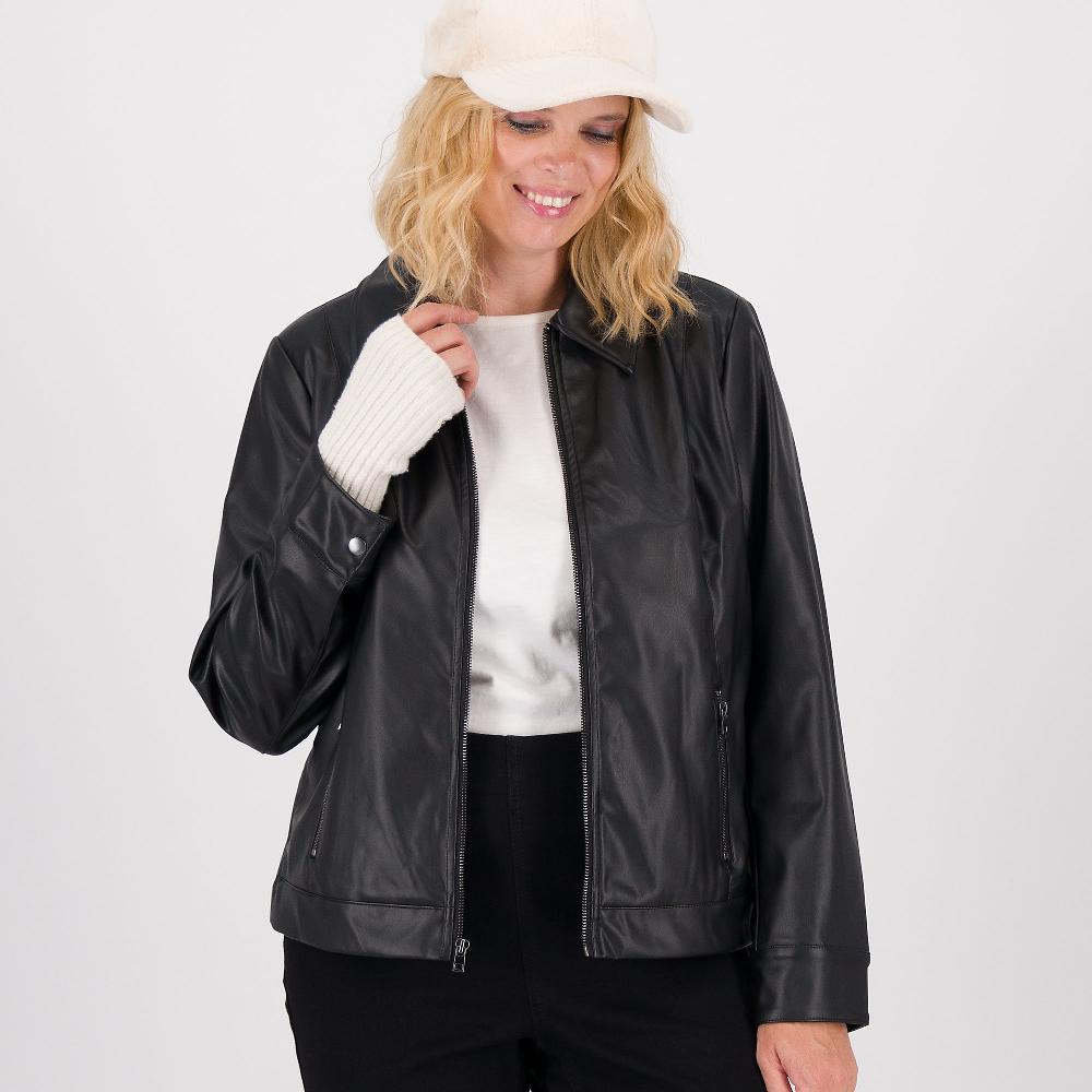 QVC Denim & Co Giacca In Tessuto Spalmato Con Zip E Colletto Loden