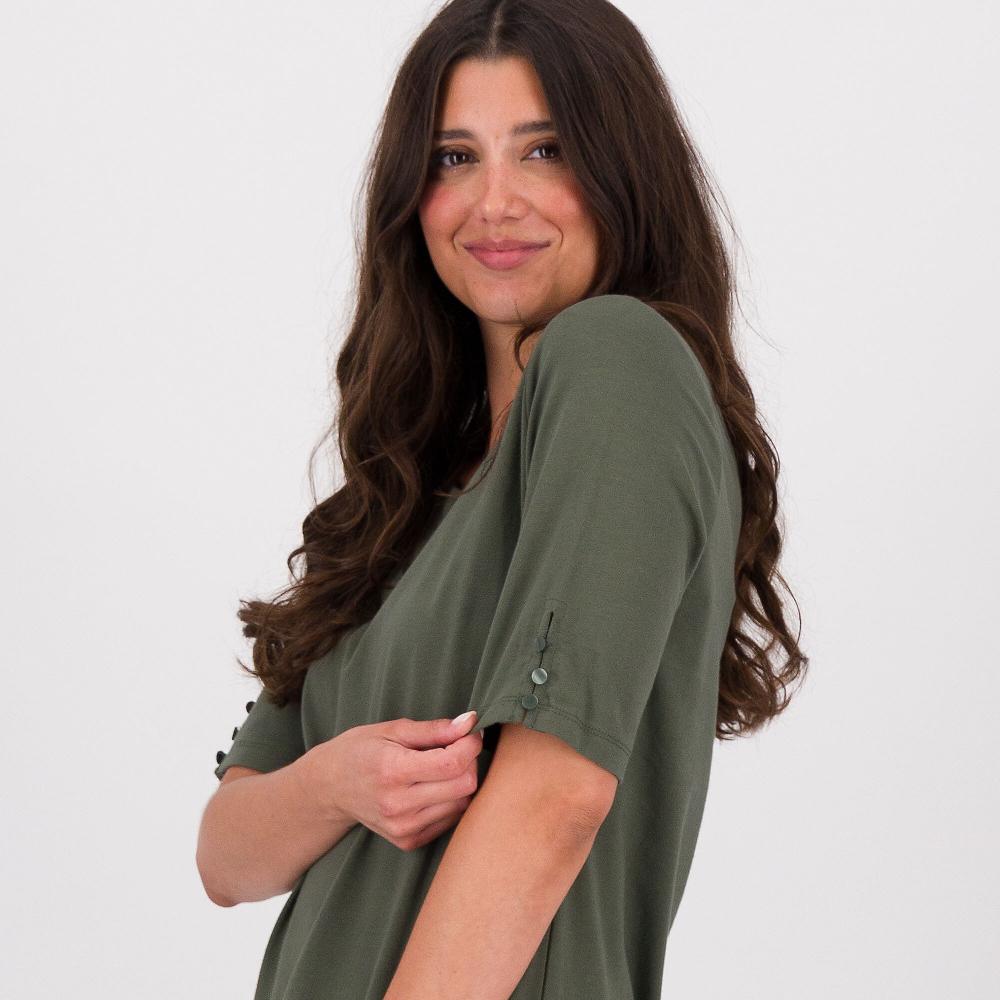 QVC Denim & Co Maglia In Jersey Di Cotone Scollo Tondo