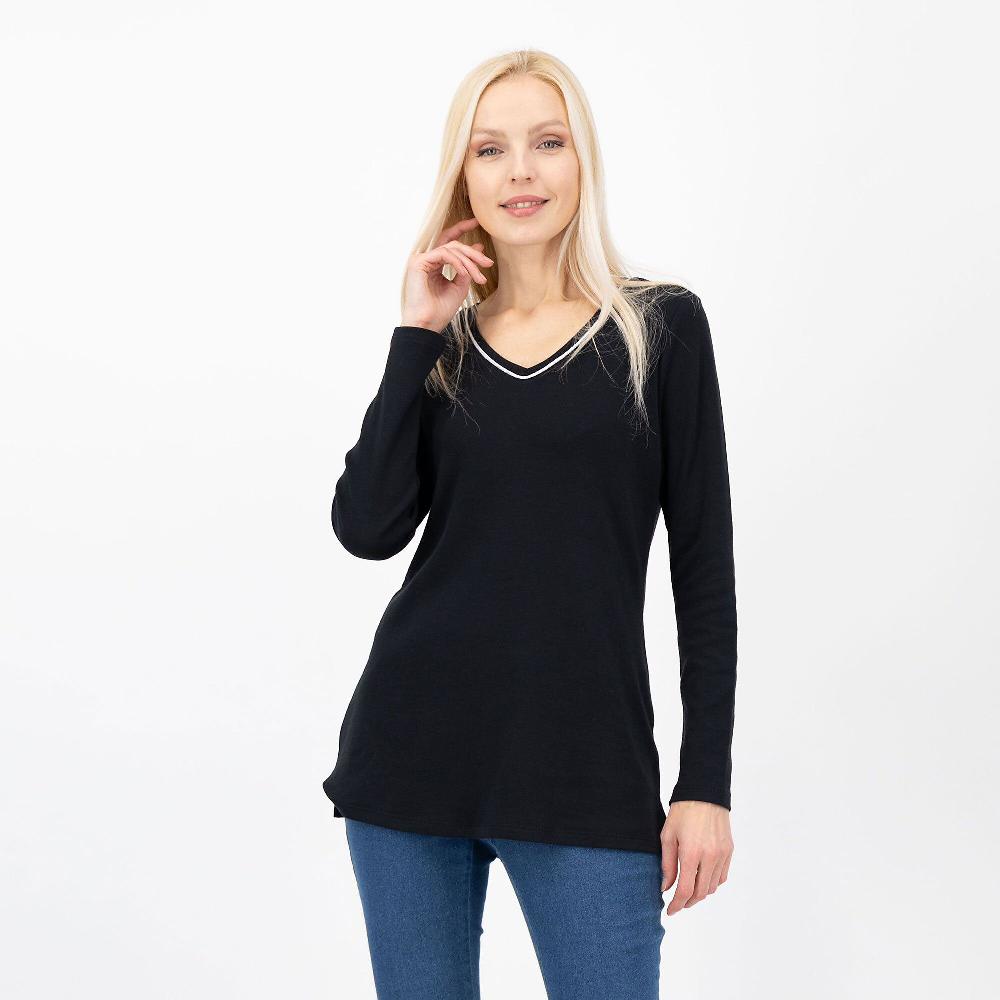 QVC Denim & Co Maglia manica lunga in cotone interlock
