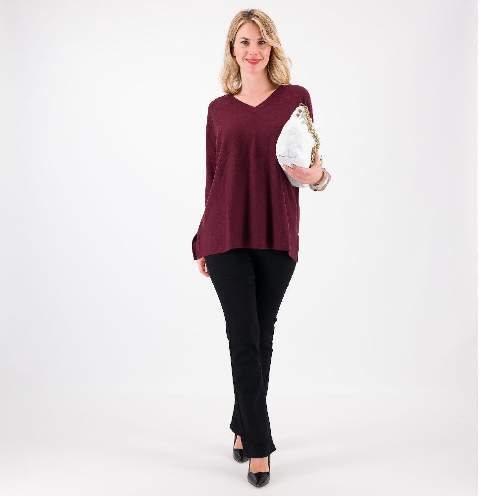 QVC Denim & Co Maglia Scollo A V In Cotone E Viscosa Con Spalla Scesa