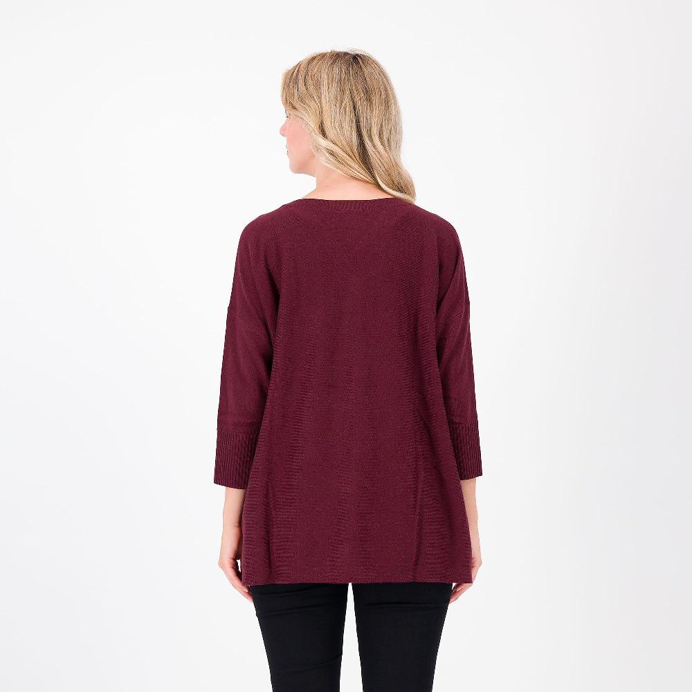 QVC Denim & Co Maglia Scollo A V In Cotone E Viscosa Con Spalla Scesa