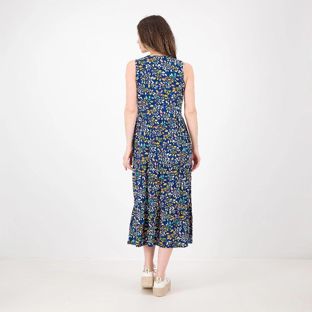 QVC Denim & Co Maxi Abito Fantasia Cotone E Viscosa Gonna A Balze Tasche Inserite