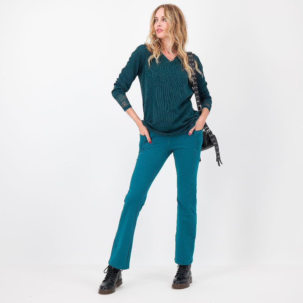 QVC Denim & Co Pantaloni A Zampetta In Cotone Stretch