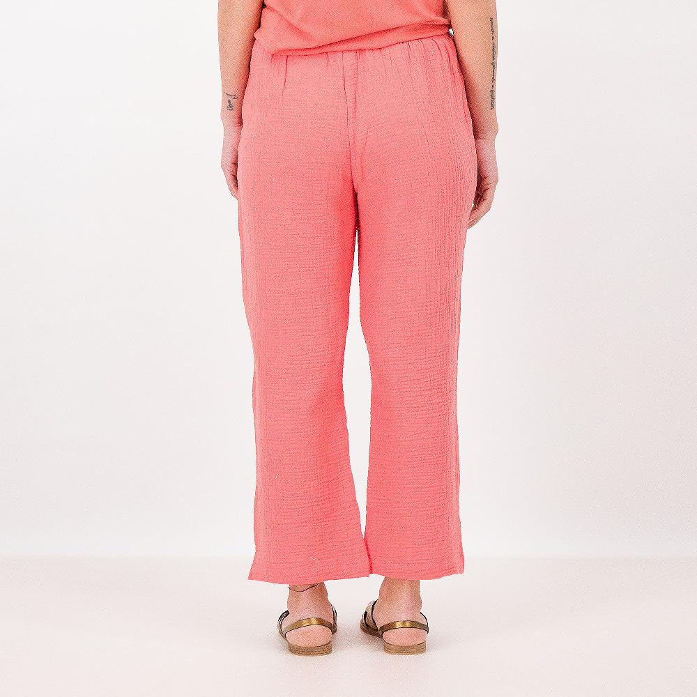 QVC Denim & Co Pantaloni Ampi In Garza Di Cotone Con Vita Elasticata