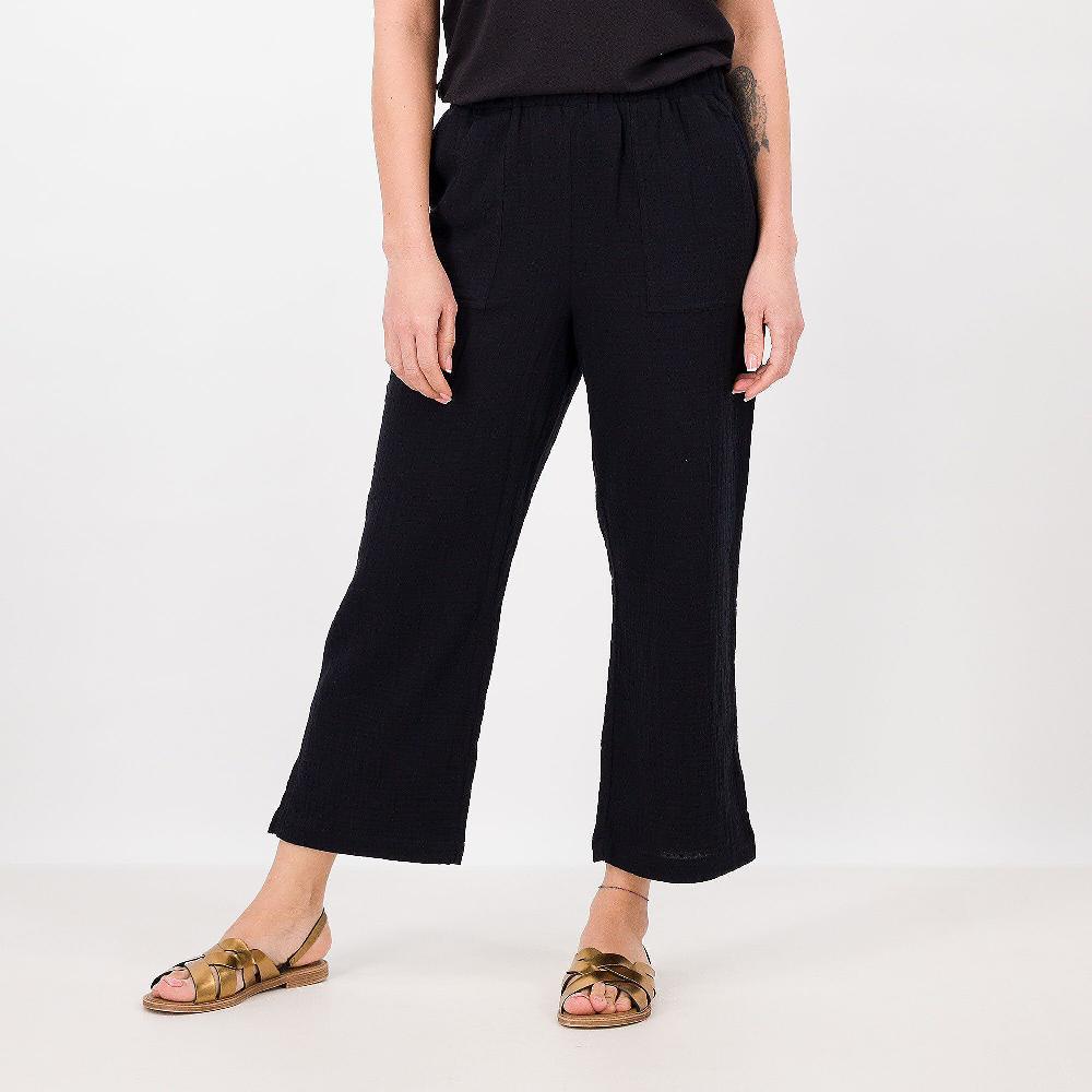 QVC Denim & Co Pantaloni ampi in garza di cotone con vita elasticata