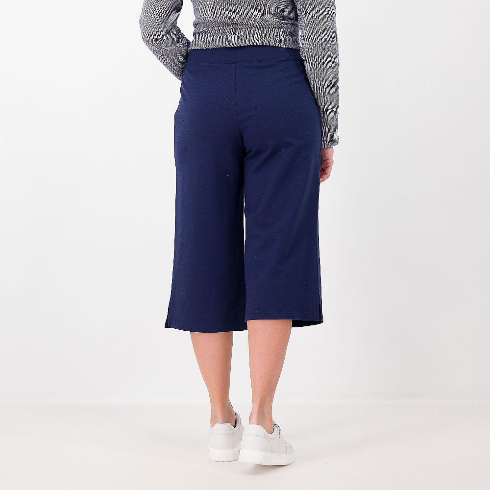 QVC Denim & Co Pantaloni Capri Gamba Ampia Tasche Alla Francese Cotone Stretch