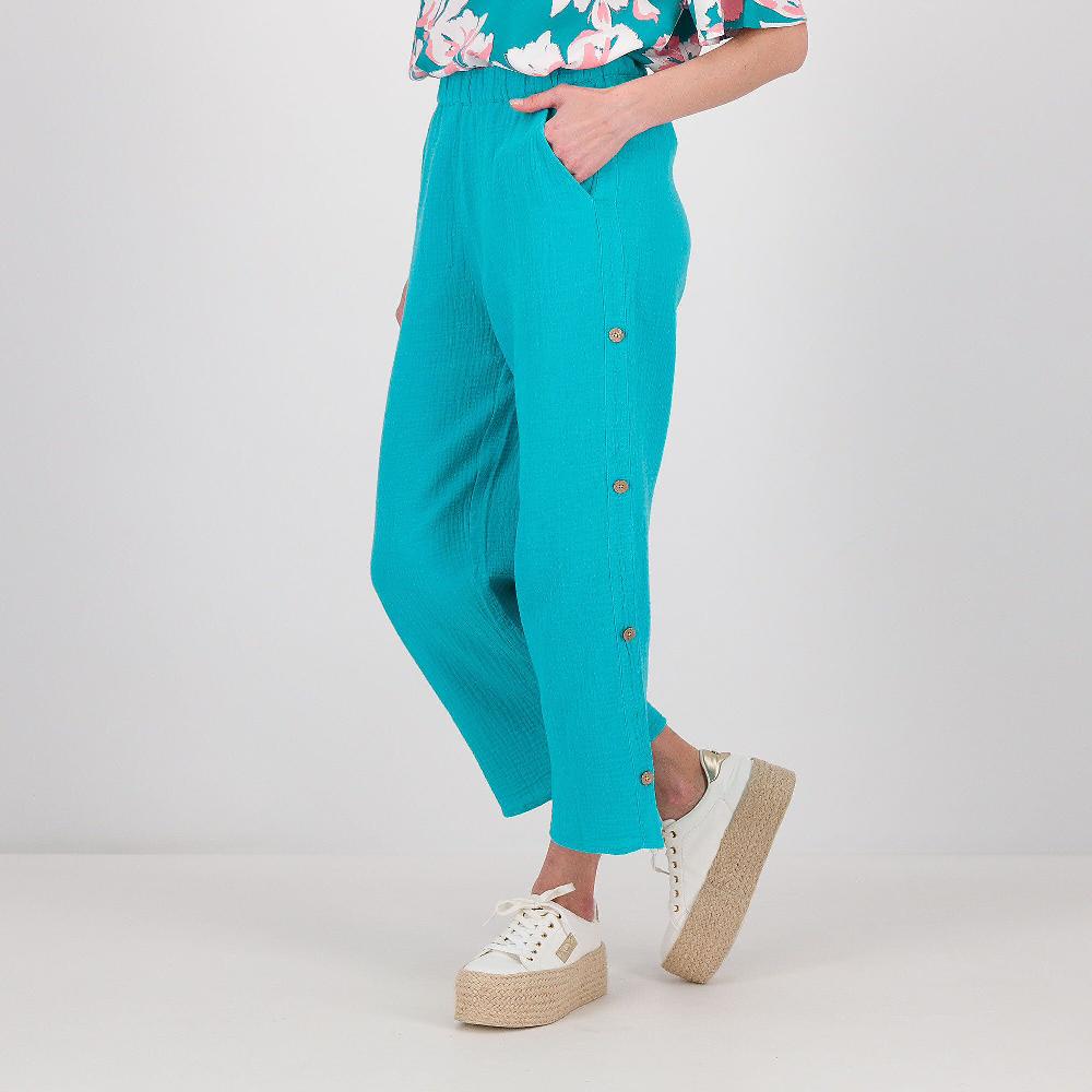 QVC Denim & Co Pantaloni cropped in cotone con elastico in vita