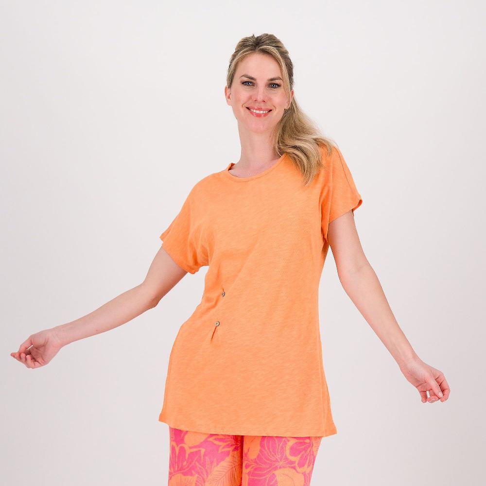 QVC Denim & Co T-Shirt in jersey con motivo piega e bottoncini