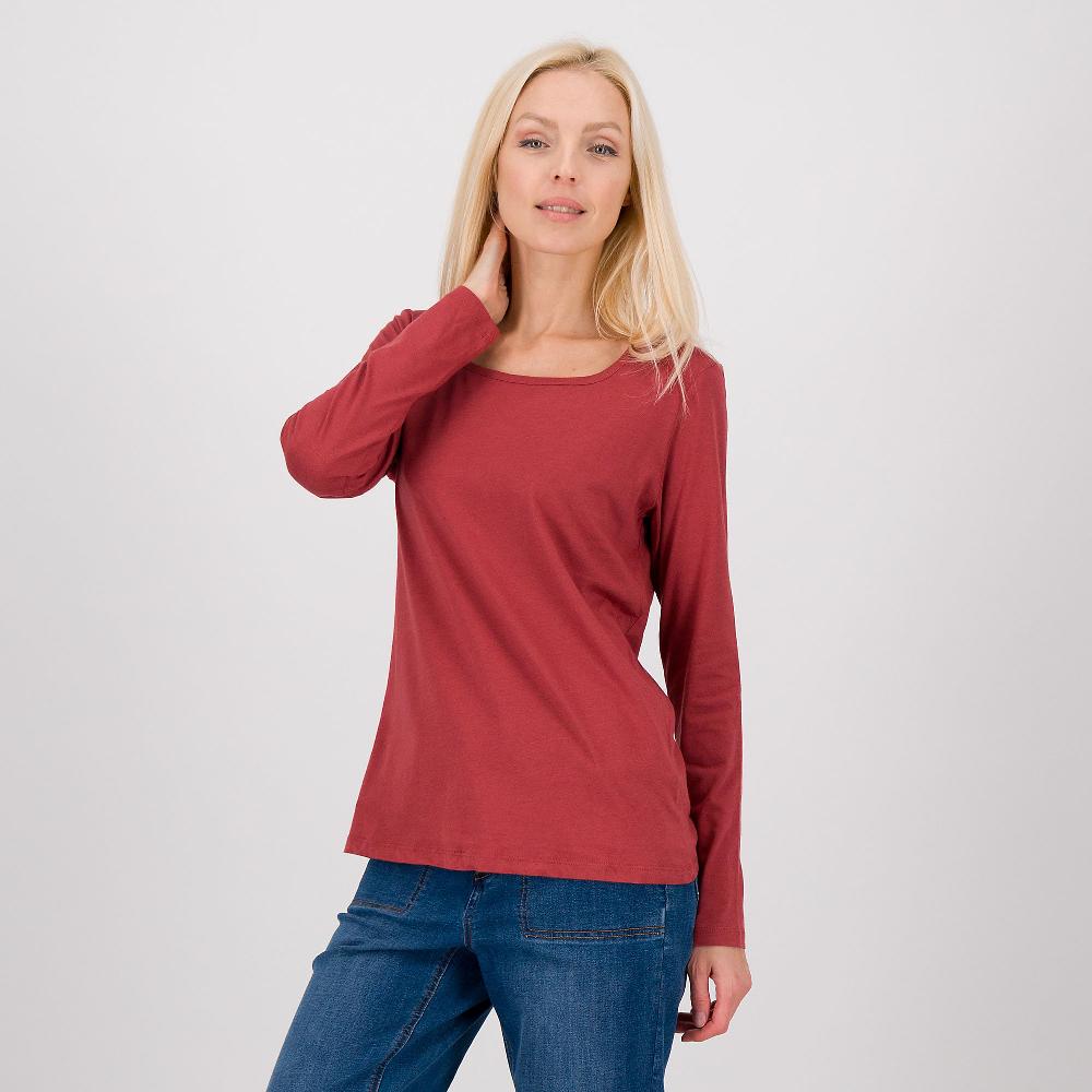 QVC Denim & Co T-shirt manica lunga con scollo quadrato in jersey di cotone